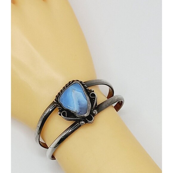 NAVAJO BLUE STONE STERLING BRACELET 925 - Picture 3 of 13